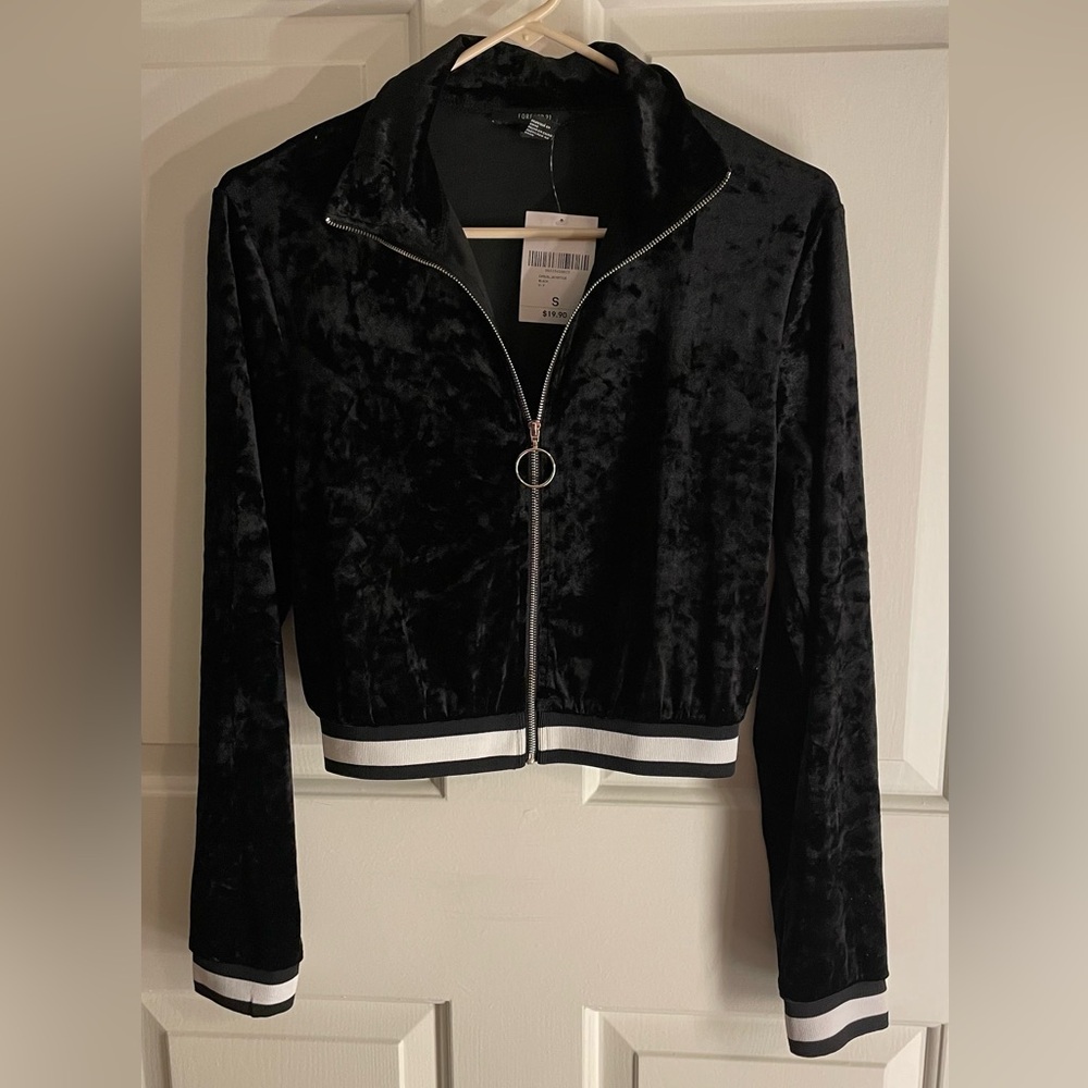 Forever 21 Black Velvet Bomber Jacket